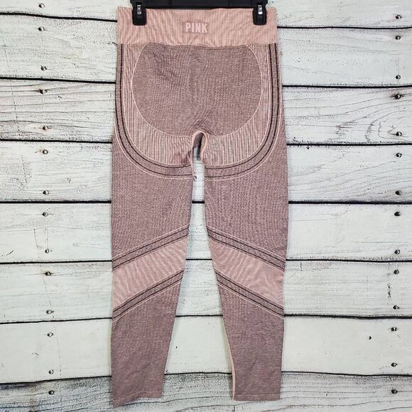 Victoria’s Secret PINK Active Women’s Leggings Size L Rose Pink Seamless Stretch - Picture 3 of 10